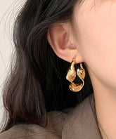 Original Gold Metal Overgild Asymmetrical Hoop Earrings